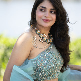 Powder Blue Embroidered Lehenga set