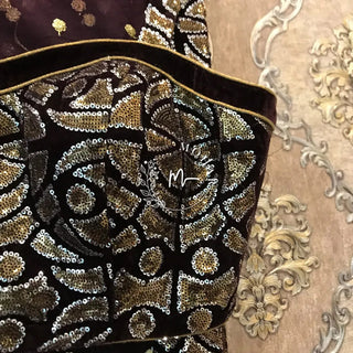 Deep Maroon and Gold sequin Lehenga Choli
