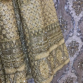 Gold lehenga with Zardozi ,Pearl and stone work