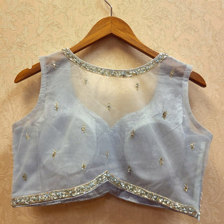 Silver Grey Soft Net Lehenga Choli
