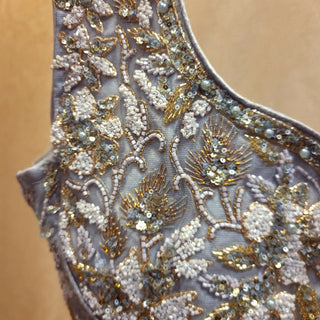 Silver Grey Soft Net Lehenga Choli