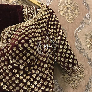 Stunning Maroon lehenga choli with sequence and Zardozi work