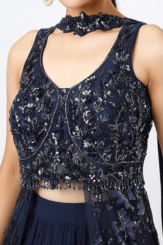 Midnight Blue embroidered Lehenga set