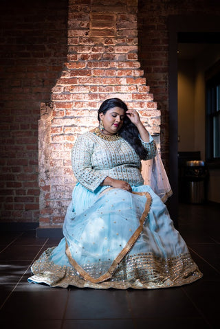 Plus Size Blue Georgette Lehenga