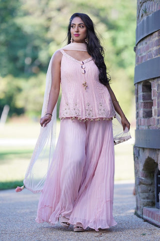 Pastel Pink Sharara Pant Set