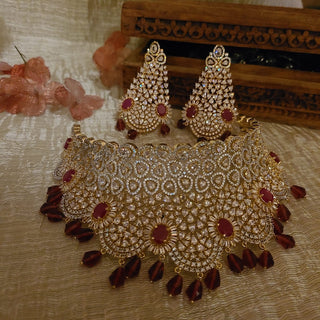 American Diamond Ruby Set
