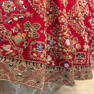 Imperial Red lehenga choli with sequence, Zari and Resham work