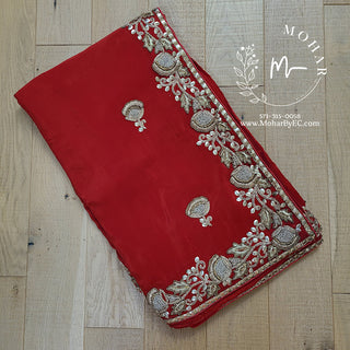 Red Zardozi Saree and Blouse