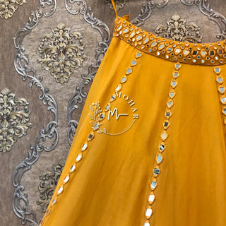 Sunflower Yellow Organza Mirror Lehenga set