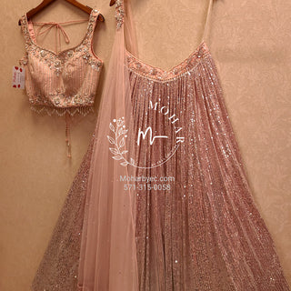 Pink sequin Lehenga set