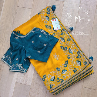 Yellow Silk Saree and Blouse set