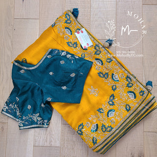 Yellow Silk Saree and Blouse set